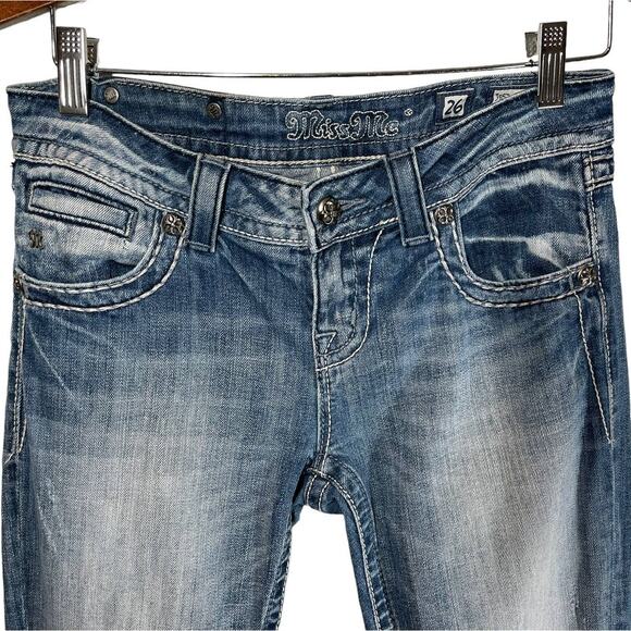 Miss Me Easy Bootcut Jeans Bedazzled Pockets Low Rise 26 - Picture 3 of 10